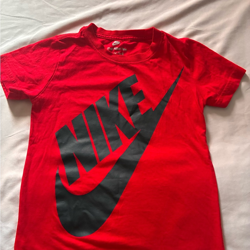 Used Nike Kids Red Tee with Black Logo